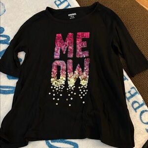 Gymboree Black Long Sleeve Tee with Sequin 'Meow'